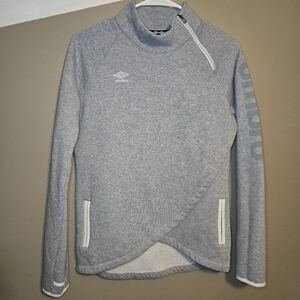 Umbro Girl's Sweatshirt Gray 1/4 Zip Thumb Holes Pockets Logo Size XL 14-16